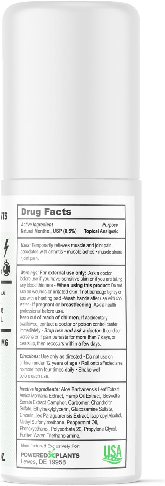 Hemp Oil Roll On - Menthol Rub with Boswellia & Arnica - 12,000mg Extra Strength Oil for Muscle Discomfort by Powered X Plants - Pack of 2, 3 fl.oz.