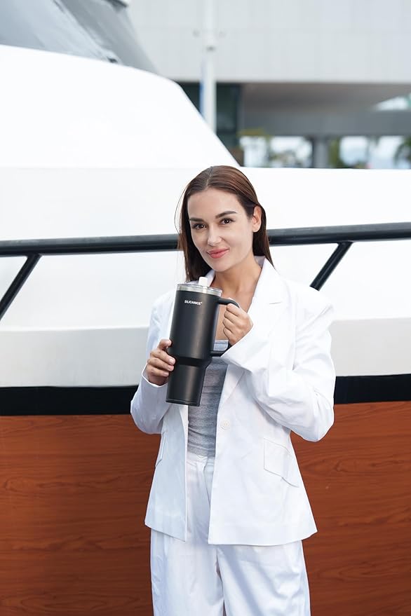 Easy Clean Pro Tumbler - 40 oz Water Bottle with Handle Quick-Disassemble Flip Straw, Leakproof Insulated Stainless Steel, Dishwasher Safe, BPA-Free Gifts for Women & Men