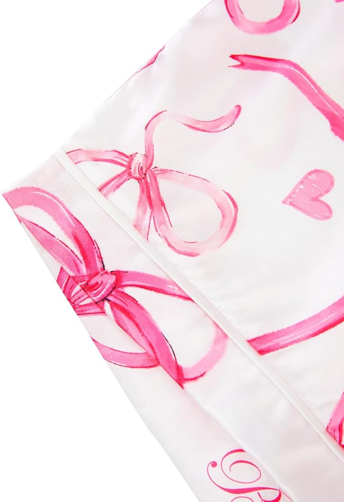 LYANER Women's Satin Silky Short Sleeve Button Shirt Sleepwear 2Piece Pajama Set