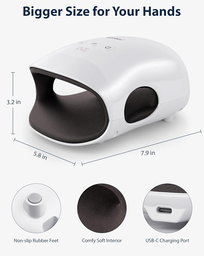 CINCOM Hand Massager - Cordless Hand Massager with Heat and Compression for Arthritis and Carpal Tunnel, Gifts for Women(White)