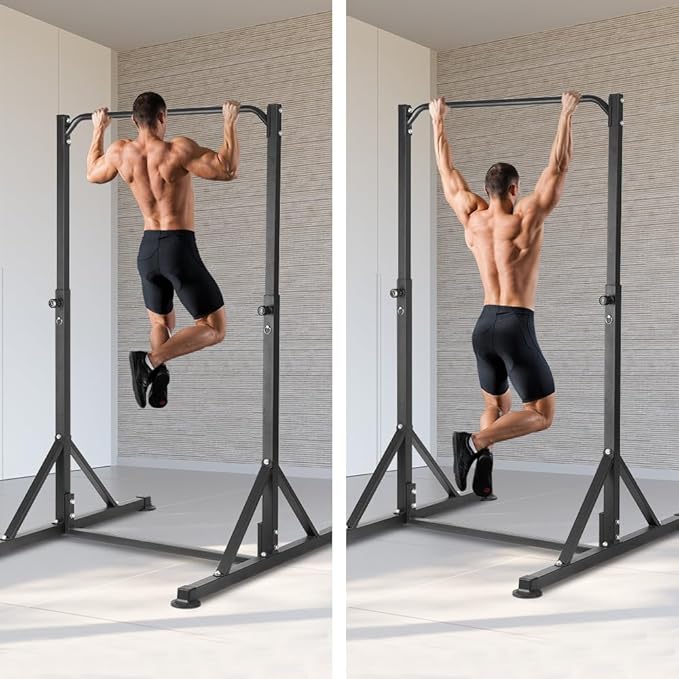 Pull Up Station, Power Tower Adjustable Pullup Bar Free Standing, Heavy Duty Multifunction Strength Training Pull Up Bar, Gym Workout Fitness Equipment Chin up Bar for Home Outdoor, 440LBS Capacity