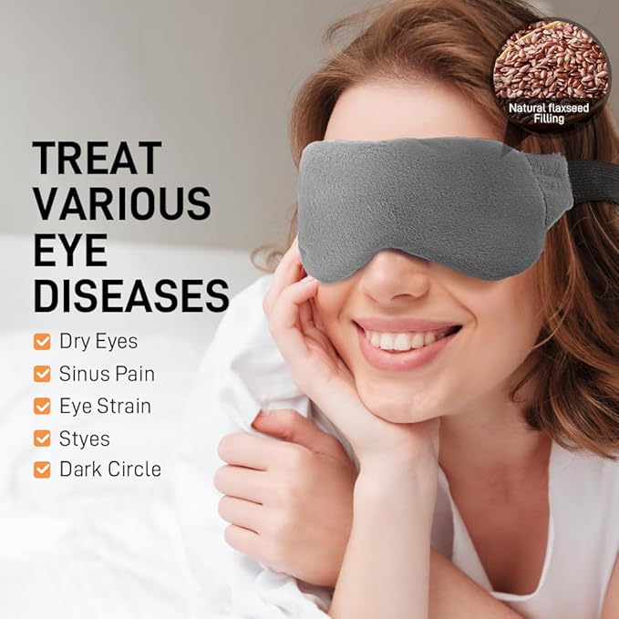 Microwave Heated Eye Mask for Dry Eyes, Moist Heat Eye Compress Weighted Warm Eye Mask for Dry Eyes, Stye Eye Treatment, Puffy Eyes, Sleeping, Relaxation, Therapy (Light Grey)