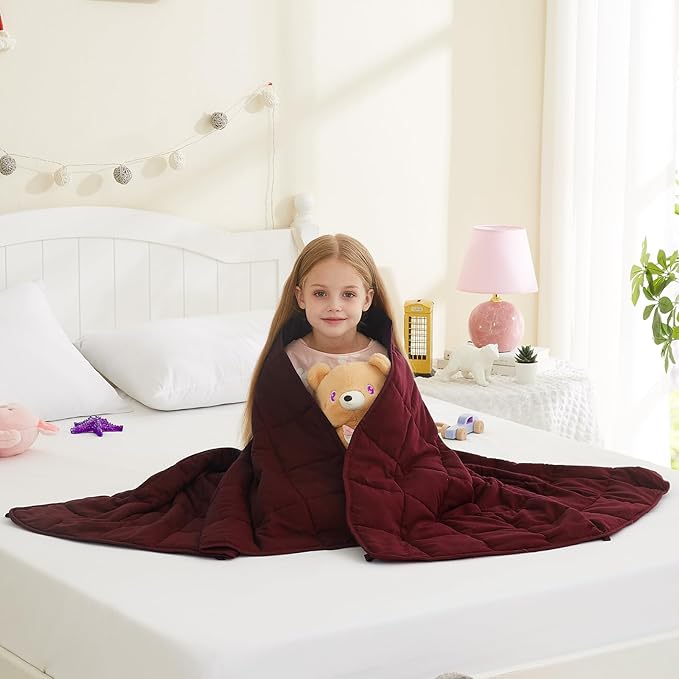 L'AGRATY Weighted Blanket - 40"x60" 10lbs Cooling Breathable Heavy Blankets Microfiber Material with Glass Beads for Adult All-Season Summer Fall Winter Soft Thick Comfort
