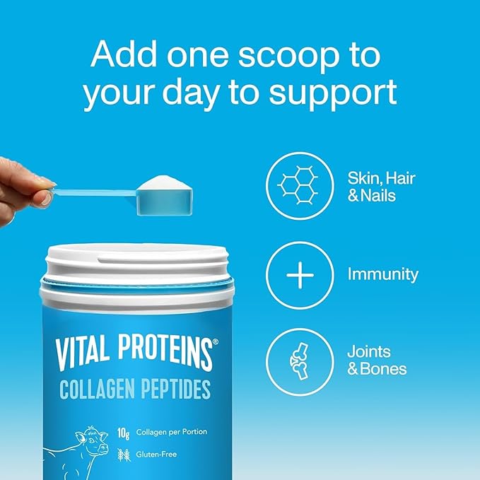 Vital Proteins Collagen Peptides Powder - Supports Hair, Nail, Skin, Bone & Joint Health, Unflavored, Collagen Protein 9.33 OZ