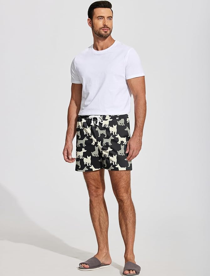 Deyeek 5.5 Inch Mens Pajama Shorts Sleep Cotton Lounge PJ Lightweight Elastic Waist Drawstring Nightwear Bottom with Pockets