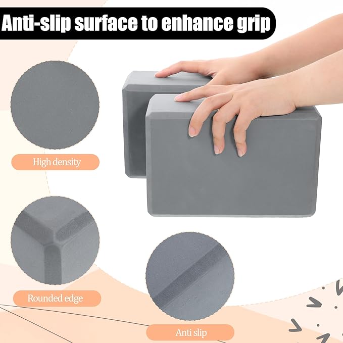 6 Pack Foam Yoga Blocks 9x6x4 Inch EVA Non-Slip Yoga-Blocks Lightweight Foam Exercise Blocks for Yoga Pilates General FitnessStretching and Toning