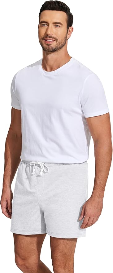 Deyeek 5.5 Inch Mens Pajama Shorts Sleep Cotton Lounge PJ Lightweight Elastic Waist Drawstring Nightwear Bottom with Pockets