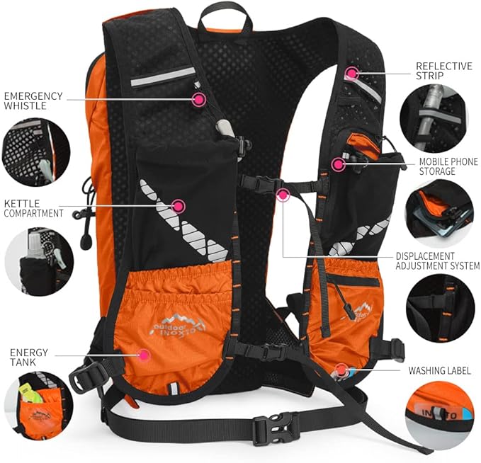 INOXTO Hydration Pack Backpack ,Water Backpack with 2L Leakproof Water Bladder, Running Hydration Vest for Man, Daypack for Cycling Motocross Climbing Trail Running