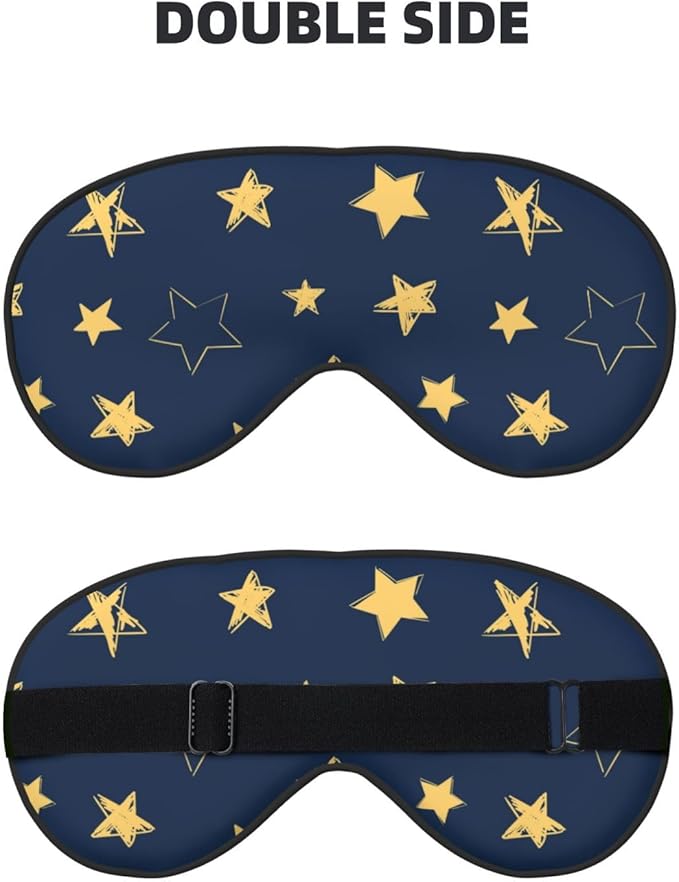 Sleep Eye Mask Doodle Yellow Stars Sleep Mask for Women Men Comfortable Eye Mask with Adjustable Strap Soft Eye Cover Blindfold for Travel Yoga Nap Shift Work