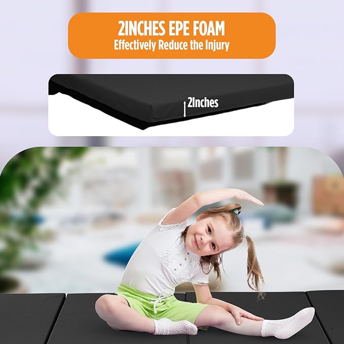 Gymnastics Mats Foldable Tumbling Mats Portable Gymnastics Exercise Mat 2'x6'/2.5'x6.4'/4'x6'/4'x8'/4'x10'/ Gymnastics Tumbling Mats Pad Home Exercise Panel Mat With Carrying Handles