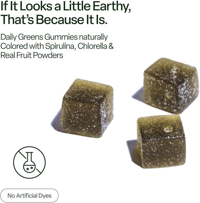 Daily Greens Gummies – 20+ Organic Greens & Fruits Blend (8.2g) + Prebiotic Fiber – Sugar-Free, Vegan, Gluten-Free – Mixed Berry – 120 Count (30 Servings) – Digestive Support, Energy & Immune Support