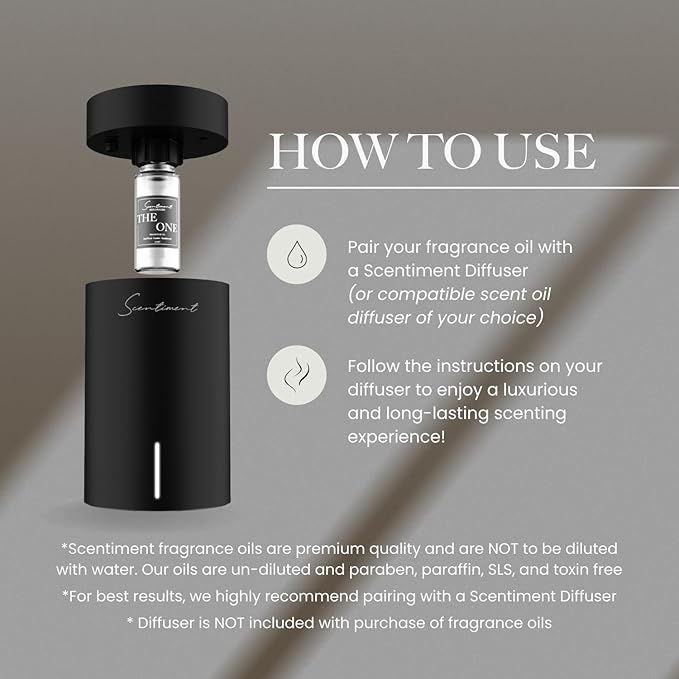 Scentiment Diffuser Oil - The One | Inspired by 1 Hotel® Miami Beach Lobby Scent | Aromatherapy Fragrance Oil | Notes of Cardamom, Leather, Lemon with Cinnamon & Sandalwood (120ml)