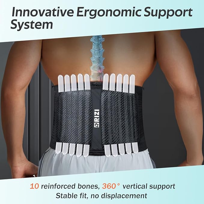 Waist Trimmer for Women Upgraded Men Waist Trainer Lower Belly Fat Sweat Belt Stomach Wrap with 10PCS Support Frame System for Workout Fitness Back Support, Black