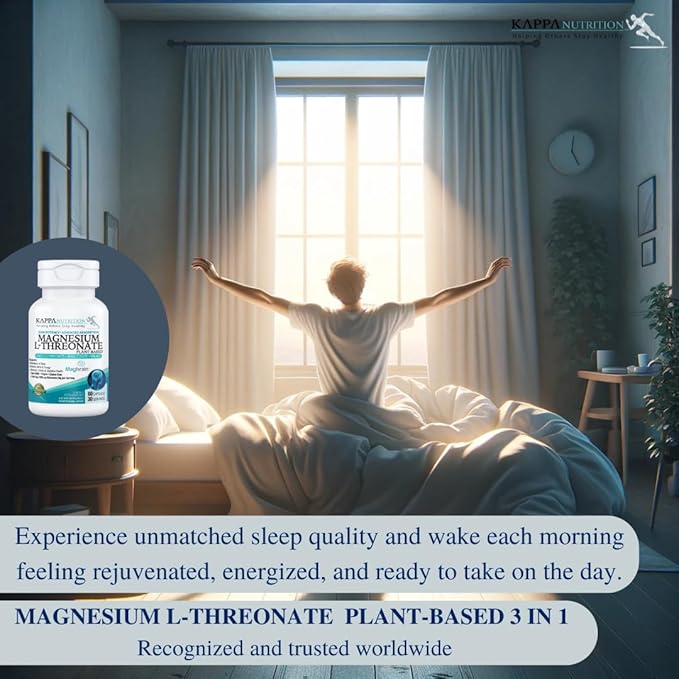 Kappa Nutrition Powered by Magbrain™ Magnesium L-Threonate Plant-Based, 420mg Elemental Magnesium (3 Capsules) from 2,253mg, 60 Vegan Capsules, Brain, Sleep & Muscle Support.