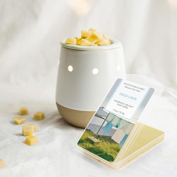 STRN Scented Wax Melts Wax Cubes Long Lasting Strong Scent, Soy Wax Cubes for Warmer Jelly Wax Melts Set, Ocean Breeze, Fresh Linen, Bohemia Forest, Summer Wind (4 x 2.5oz)