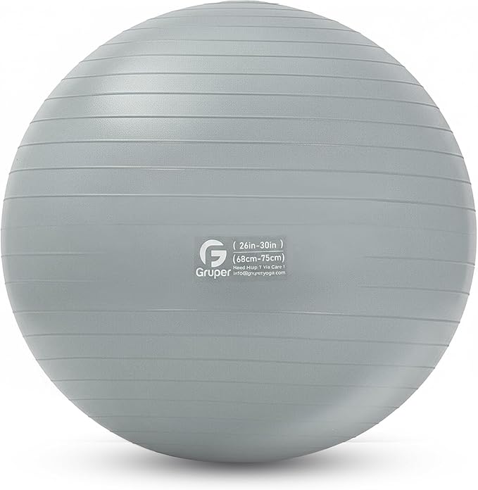 Gruper Yoga Ball and Pilates Ball,4 Sizes Exercise Ball for Fitness, Workout, Pregnancy and Physical Therapy,Quick Pump Included,Great as Yoga Ball Chair for Office or Home Gym Equipment