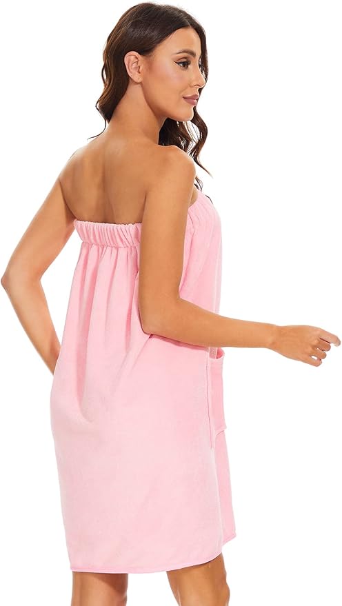 Knuffnee Women Bath Towel Robe Spa Body Wrap Shower Bathrobe Adjustable Snap Closure