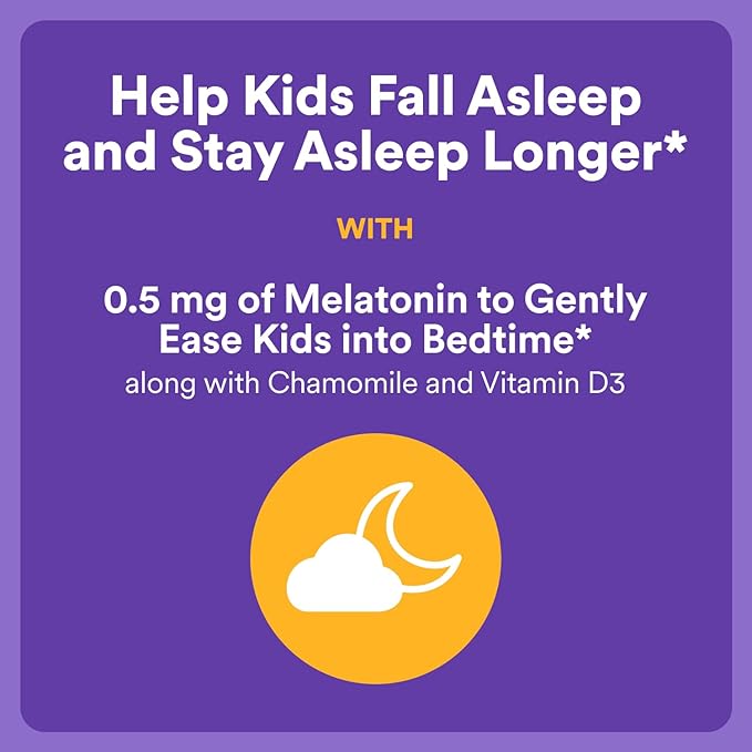 SmartyPants Kids Sleep Gummies Supplement with Melatonin 0.5mg: Chamomile & Vitamin D3, Sleep Aid, Strawberry Mango Flavor, 60 Count