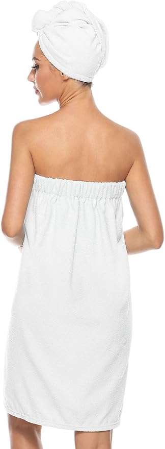 Knuffnee Women's Bath Wrap Towel Shower Spa Body Wrap Adjustable Closure Bathrobe