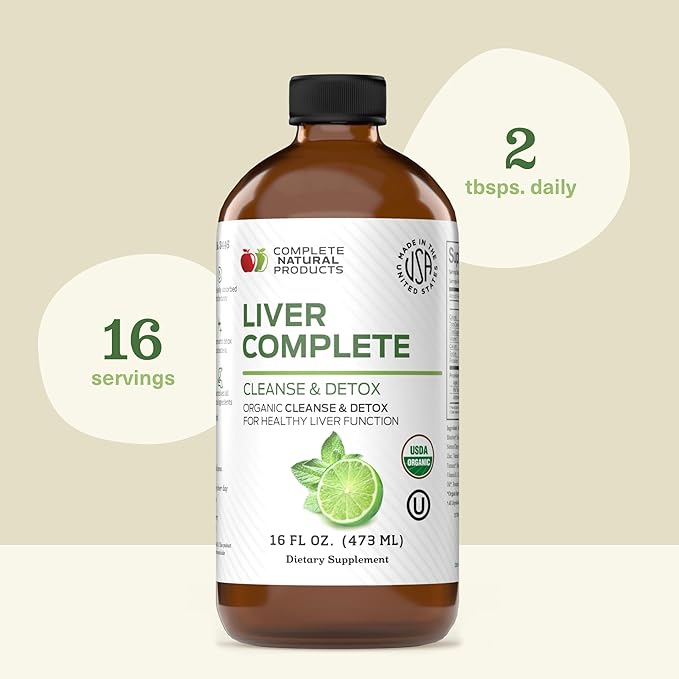 Liver Complete 16oz Support Liquid – Milk Thistle, Chanca Piedra & Dandelion Root – Herbal Cleanse Supplement – Non-GMO, Organic Ingredients