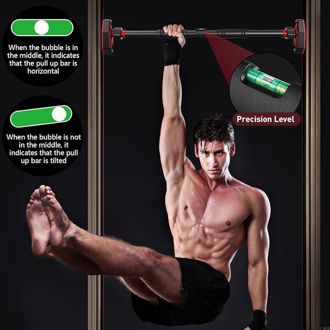Ciieeo Pull Up Bar Pull Up Bar without Screw Adjustable Width Body Fitness Pullup Bars for Home Fitness Portable Gym Equipment, Non-slip Design, Black, 39. 37 Inch
