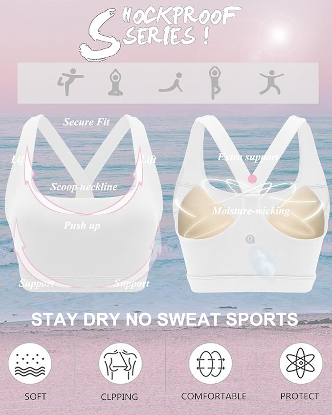 RUNNING GIRL High Impact Sports Bras for Women,Racerback Running Bra Workout Crop Tank Tops Longline Sports Bra Push up