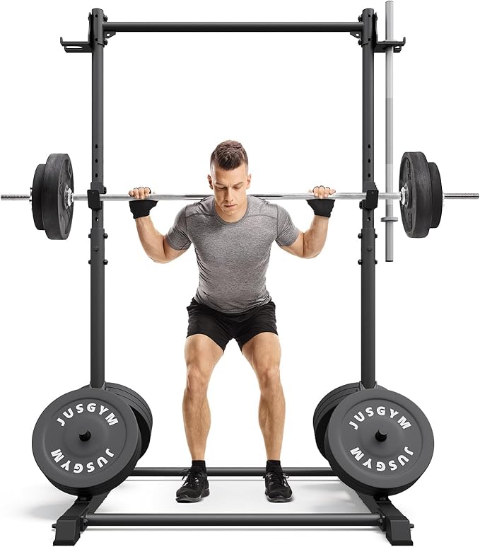 Squat Rack with Pull Up Bar, Heavy Duty 600LBS Weight Capacity Squat Rack for Home Gym, Adjustable Multi-Functional Power Racks Strength Training Fitness Equipment