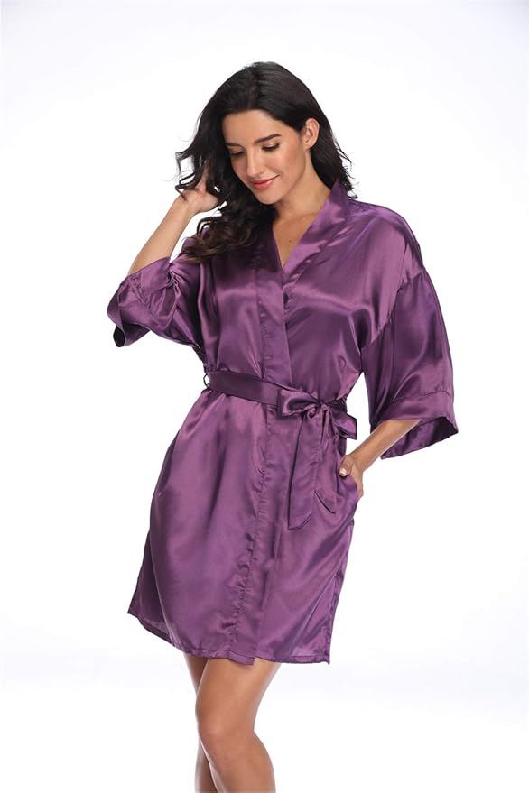 Women's Pure Short Silky Robes Bridesmaid Bride Party Satin Robes Sleepwear