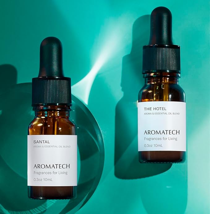 AromaTech Santal & The Hotel Set | Gift Set of Aroma Diffuser Essential Oils Blend of Santal Cardamom, Papyrus, Musk | The Hotel Peach, Red Rose, Pine - 10 Milliliter
