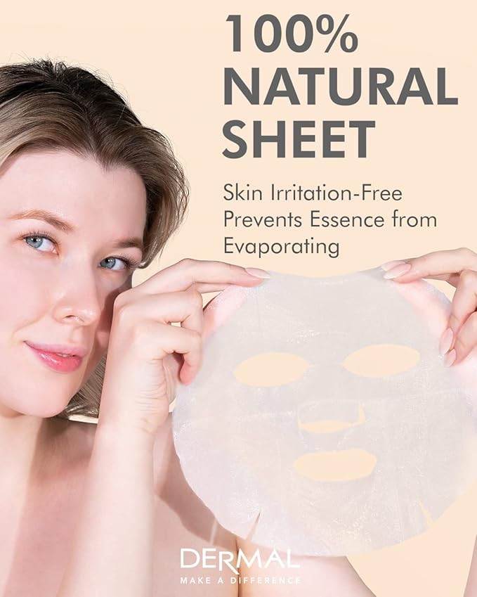DERMAL Made in Korea Facial Mask – 20+ Years of Trusted K-Beauty, Premium Quality vs. Generic Chinese Masks, Best Value Sheet Mask for Daily Skincare – 48 Combo Pack