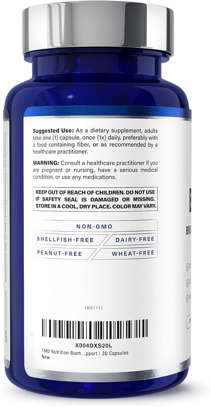 1MD Nutrition BiomeMD Probiotics | 62 Billion CFUs, 15 Comprehensive Strains - Pro & Prebiotics | Doctor-Formulated for Digestive Health & Immune Support | 30 Capsules