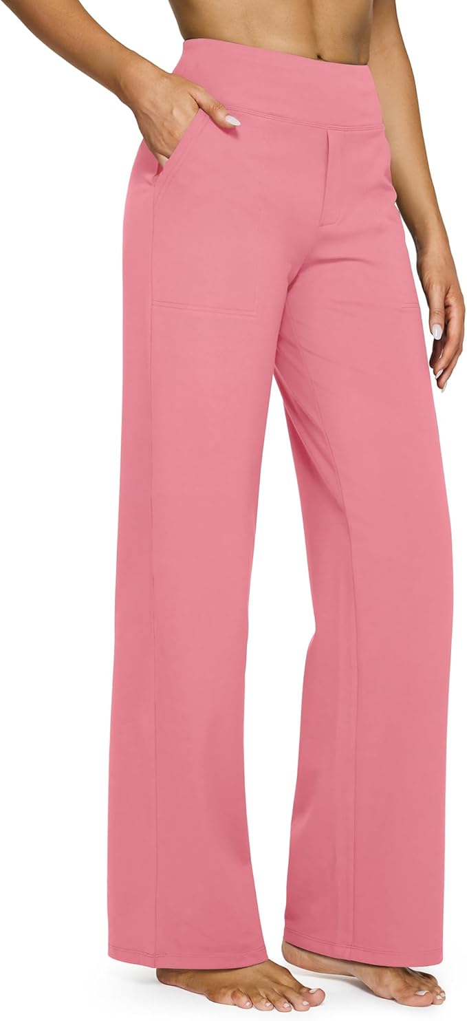G4Free Yoga Pants Women Wide Leg Pants with Pockets High Waist Stretch Dress Casual Sweatpants Petite/Regular/Tall