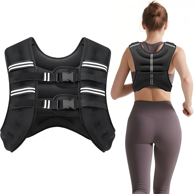 Weighted Vest for Men Women, 8lbs/12lbs/16lbs/20lbs Weight Vest with Reflective Stripes for Workout, Strength Training, Running, Fitness, Muscle Building, Weight Loss