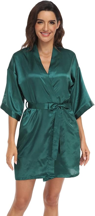 Women's Pure Short Silky Robes Bridesmaid Bride Party Satin Robes Sleepwear