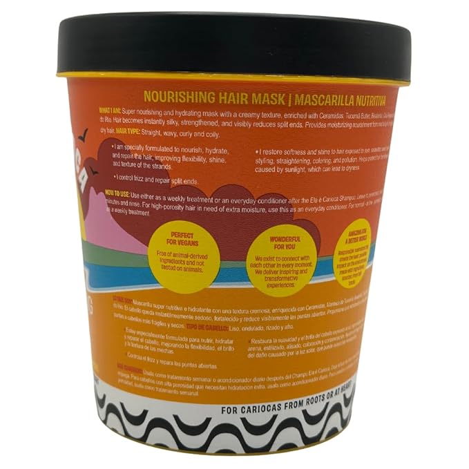 Lola From Rio - Ela E Carioca - Deeply Nourishing Hair Mask For All Types Of Damaged Hair, Restores Softness, Shine, Protection from UV Rays, Hard Waters, and Post Exercise Sweat 15.87 Fl Oz