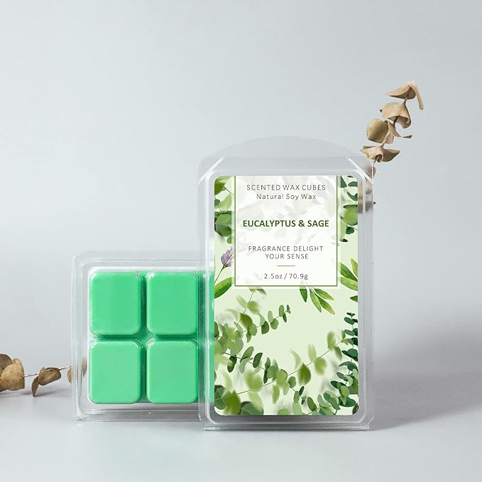 SCENTORINI Wax Melts, Wax Cubes, Eucalyptus & Sage Wax Melts, Soy Scented Wax Melts for Wax Warmers Christmas Decor, Wax for Home Scented, 2 x 2.5 oz
