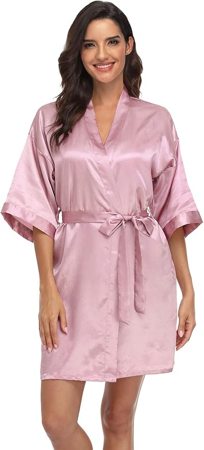 Women's Pure Short Silky Robes Bridesmaid Bride Party Satin Robes Sleepwear
