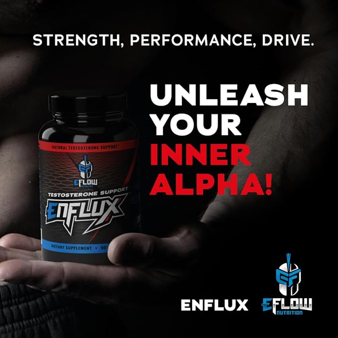 eFlow Nutrition Enflux Natural T Support with KSM-66 Ashwagandha - Supplement to Support Lean Body Mass for Men and Women - Fenugreek, DIM, Longjack & AstraGin - 90 Capsules (30 Day Supply)