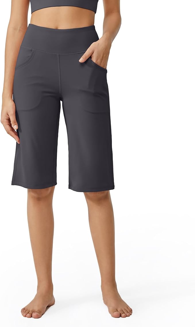 Promover Capri Pants for Women Wide Leg Yoga Cropped Pants with Pockets Loose Casual Summer Pants