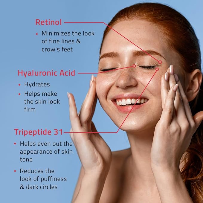 YEOUTH Retinol Eye Cream Anti Aging, Firming Under Eye Cream for Puffiness and Bags Under Eyes for Wrinkles and Dark Circles with Hyaluronic Acid and Tripeptides 2oz