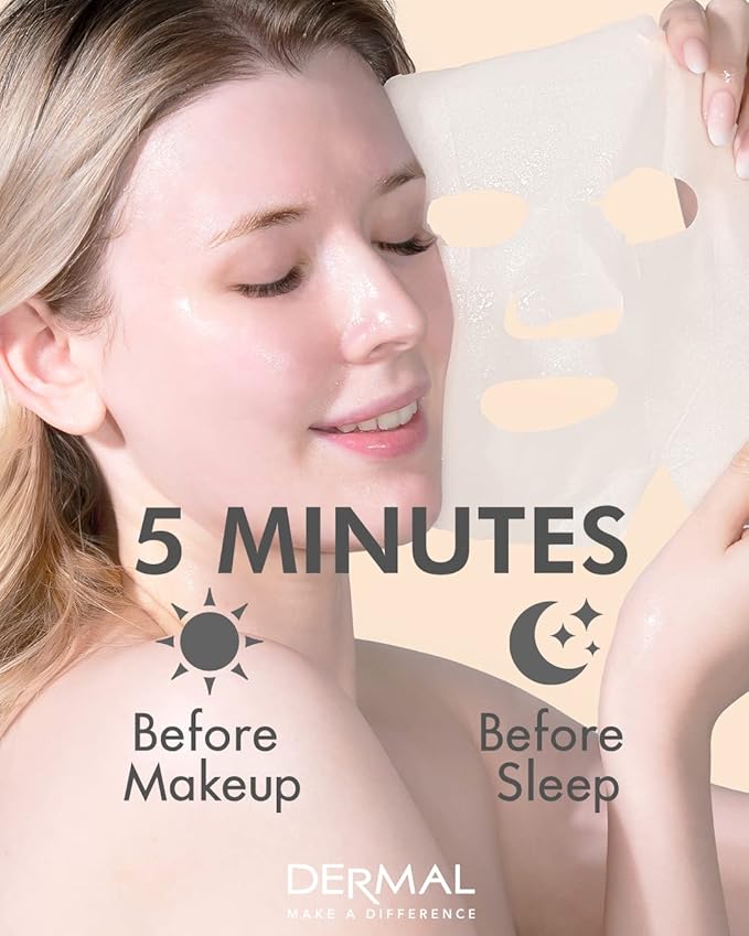 DERMAL Made in Korea Facial Mask – 20+ Years of Trusted K-Beauty, Premium Quality vs. Generic Chinese Masks, Best Value Sheet Mask for Daily Skincare – 48 Combo Pack