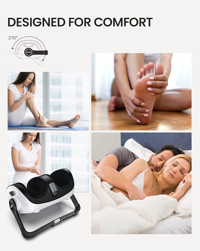 RENPHO Shiatsu Foot Massager with Heat, Foot and Calf Massager Focus on Feet Health, Deep Kneading Massage for Plantar Fasciitis Relief, Fits Size up to 14, Birthday Dad Men Gifts