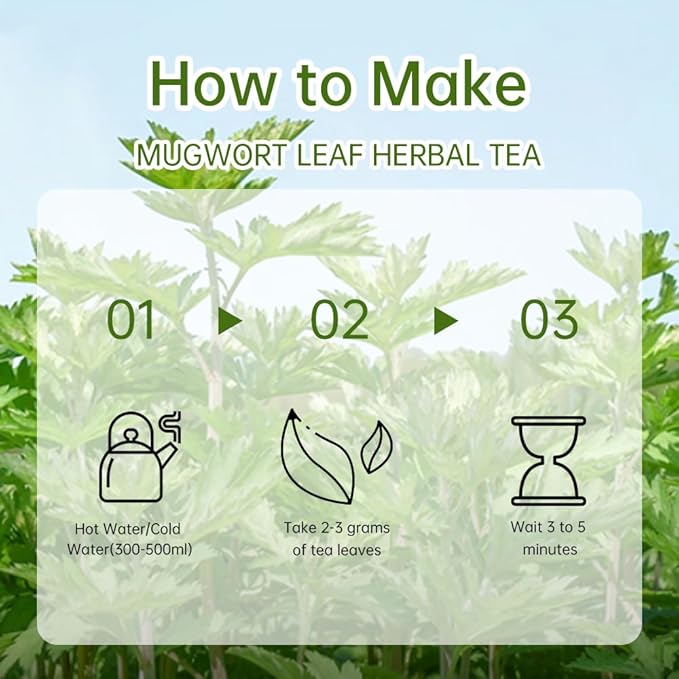 HANFANGLING Mugwort Tea, Natural Herbal Tea, Refreshing, Made from Premium Natural Mugwort Buds, Gift Tea (Loose Leaf)