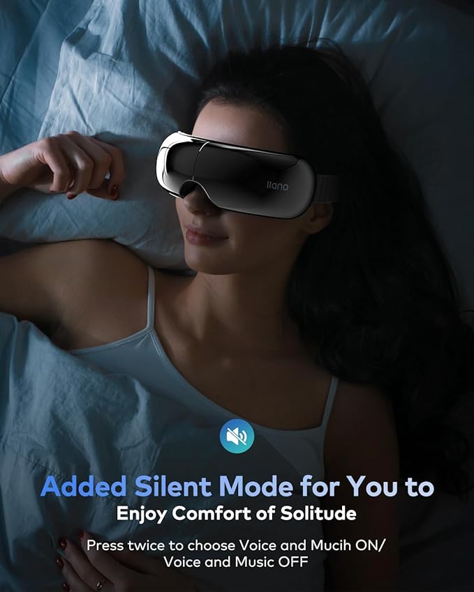 llano Eye Massager with Heat, Mother's Day Birthday Gifts for Women Men, Visible Heated Eye Mask for Migraine, Strain Relief, Reduce Stye, Improve Sleep (Silver)