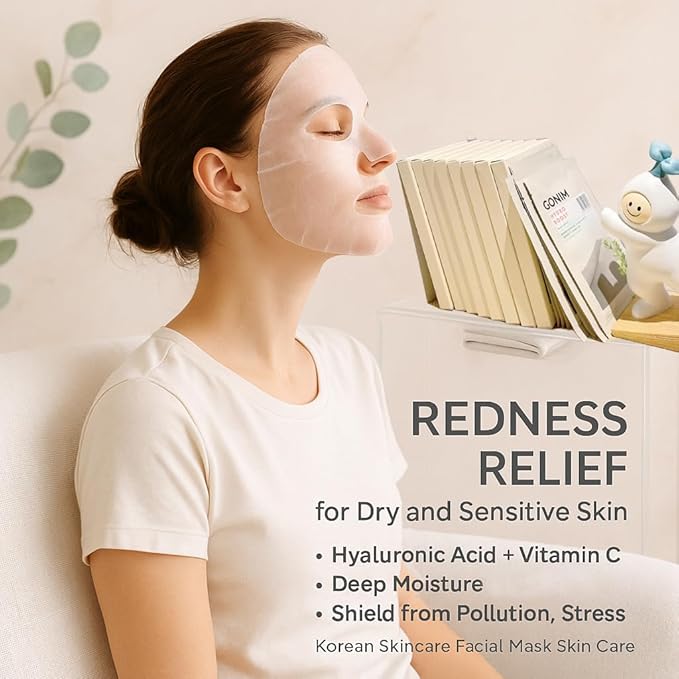 GONIM Face Mask Korean Skin Care with Hyaluronic Acid & Collagen Activation- Face Masks Skincare Hydration, Anti Aging & Moisturizing Sheet Mask for All Skin Korean Face Mask 30ml x 5 Sheets