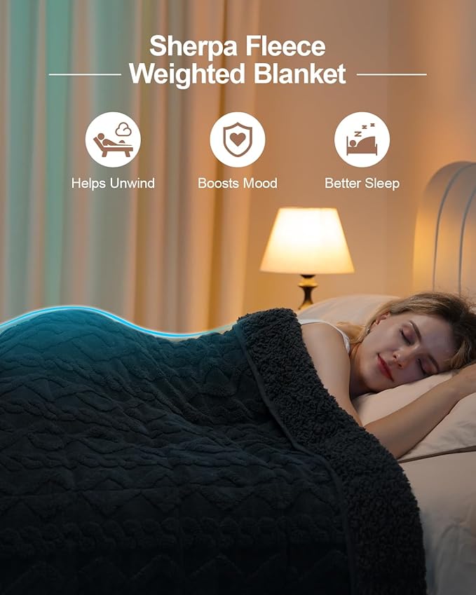 Super Fuzzy Soft Sherpa Fleece Weighted Blanket, 15 lbs Dual Sided Fluffy Heavy Weighted Blankets for Adults - No Bunching with Double Layers of Soft Inner Lining (48"x 72", 15 Pounds)