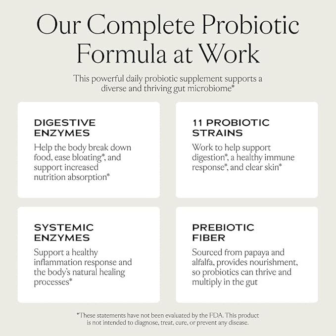 Sakara Complete Probiotic - Prebiotics and Probiotics for Women Digestive Health Supplements, Supports Bloating, Immune System & Skin Radiance, Gut Health for Women with 3 Billion CFU's - 180 Capsules