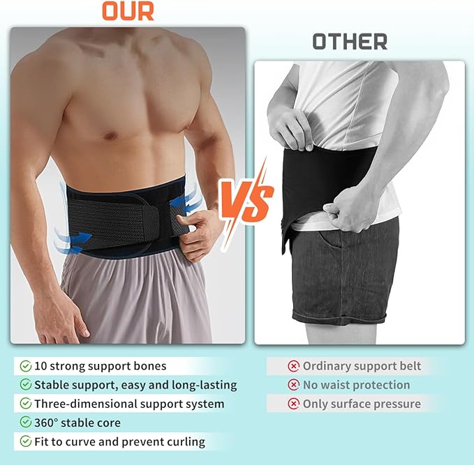 Waist Trimmer for Women Upgraded Men Waist Trainer Lower Belly Fat Sweat Belt Stomach Wrap with 10PCS Support Frame System for Workout Fitness Back Support, Black