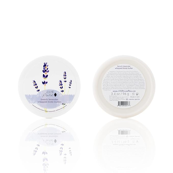 100% PURE French Lavender Whipped Body Butter, Body Lotion for Dry Skin, Made with Shea Butter, Cocoa Butter, Moisturizing Body Cream, Natural Lotion - 3.4 oz