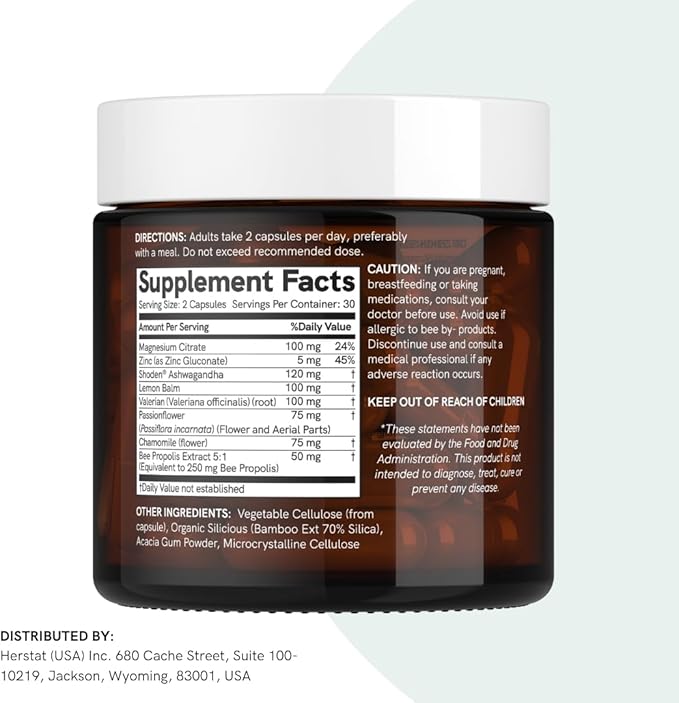 Dr Sosnowski's BUZzz Sleep Aid Supplement | Magnesium, Propolis, Ashwagandha, Valerian, Chamomile | Relax, Sleep Deeper, Wake Refreshed | 60 Capsules